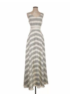 Lucy Paris Sleeveless Striped Maxi Dress - White & Gray